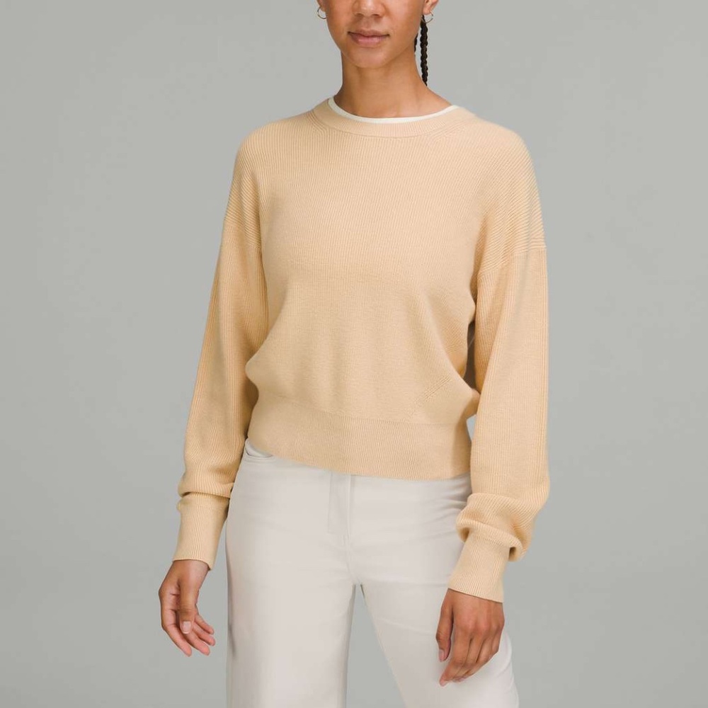 Lululemon Waist Length Crewneck Sweater Prosecco / Lemon Sorbet Size 4